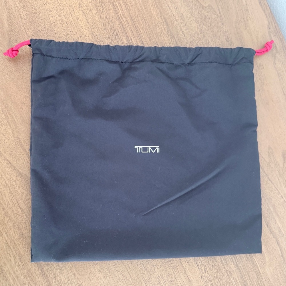 Tumi Black Drawstring Dust Bag Travel Storage Pouch Red Cord 12x11"